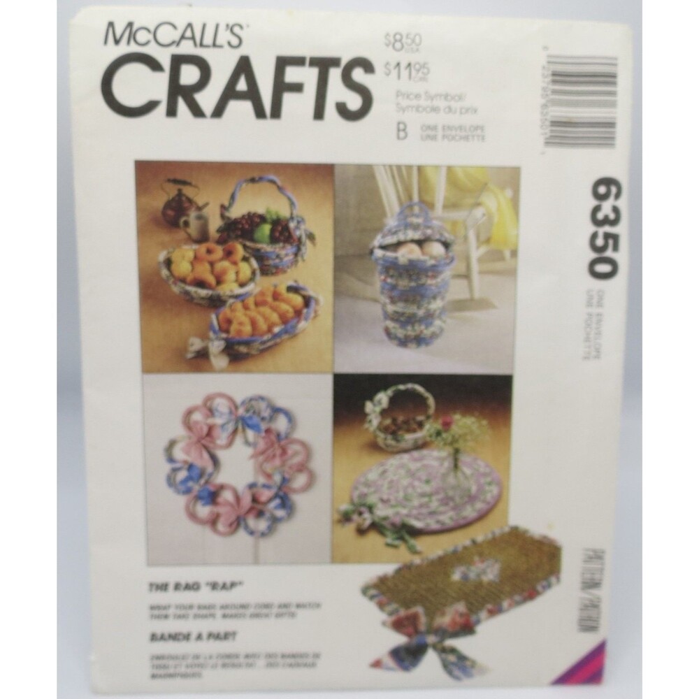 McCall's Crafts 6350 Wrap & Tie Gifts Baskets Wreath Placemat 1990s All Sizes